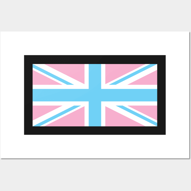 TRANSGENDER UK FLAG (UNION JACK) - PALE BLUE, WHITE AND PINK TRANSGENDER FLAG, INVERTED COLOURS Wall Art by CliffordHayes